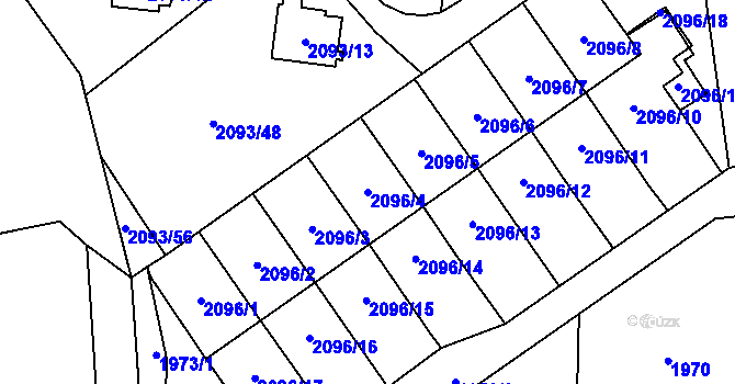 Parcela st. 2096/4 v KÚ Bludovice, Katastrální mapa