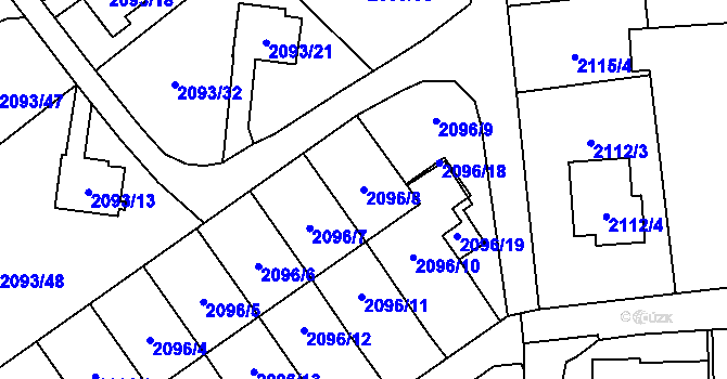 Parcela st. 2096/8 v KÚ Bludovice, Katastrální mapa