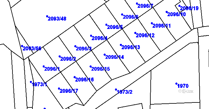 Parcela st. 2096/14 v KÚ Bludovice, Katastrální mapa