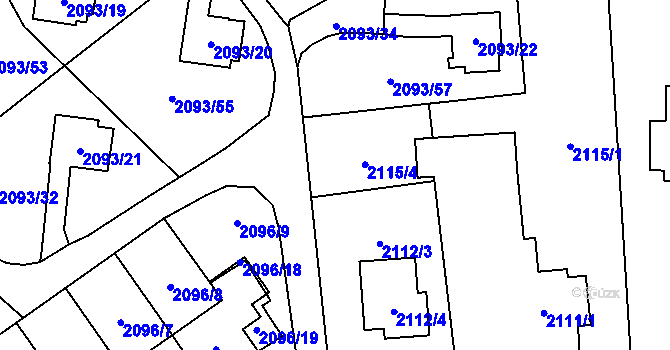 Parcela st. 2112/1 v KÚ Bludovice, Katastrální mapa