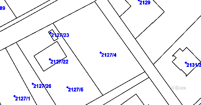 Parcela st. 2127/4 v KÚ Bludovice, Katastrální mapa
