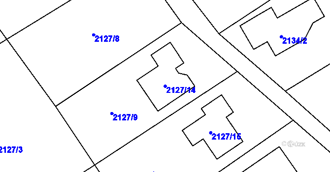 Parcela st. 2127/14 v KÚ Bludovice, Katastrální mapa