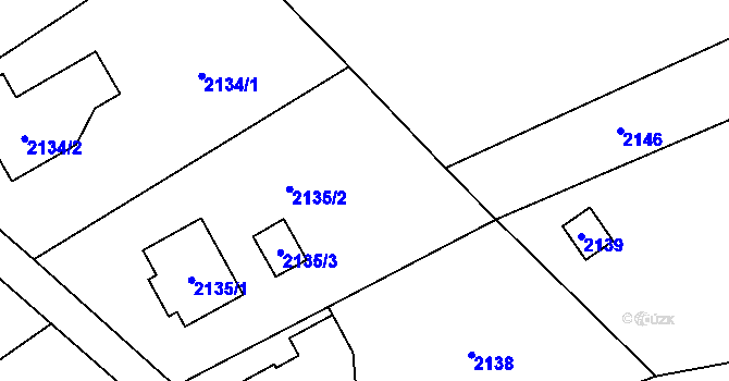 Parcela st. 2135/2 v KÚ Bludovice, Katastrální mapa
