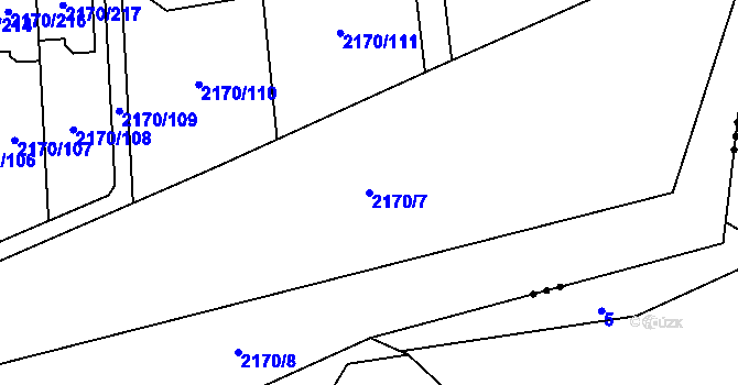 Parcela st. 2170/7 v KÚ Bludovice, Katastrální mapa