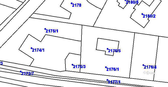 Parcela st. 2174/2 v KÚ Bludovice, Katastrální mapa
