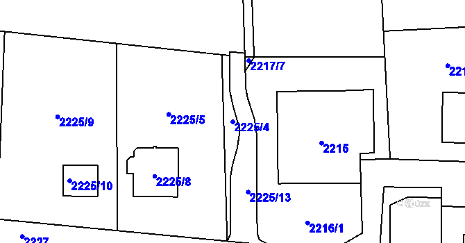 Parcela st. 2225/4 v KÚ Bludovice, Katastrální mapa