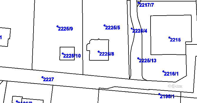 Parcela st. 2225/8 v KÚ Bludovice, Katastrální mapa