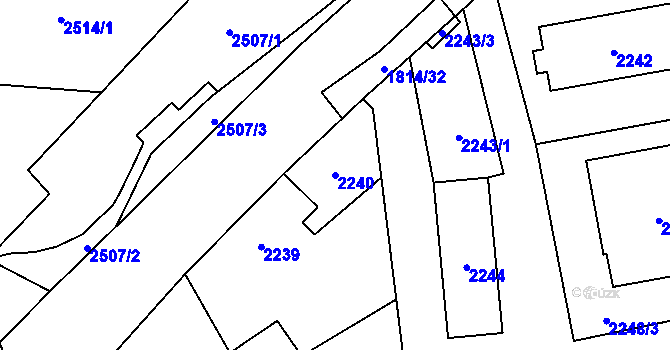 Parcela st. 2240 v KÚ Bludovice, Katastrální mapa