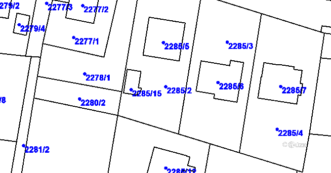 Parcela st. 2285/2 v KÚ Bludovice, Katastrální mapa