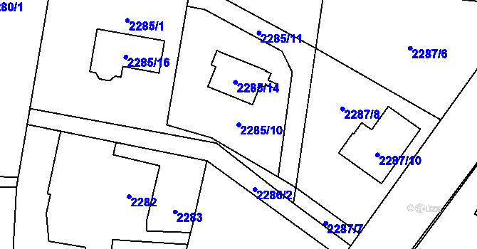 Parcela st. 2285/10 v KÚ Bludovice, Katastrální mapa