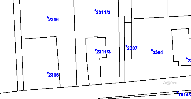 Parcela st. 2311/3 v KÚ Bludovice, Katastrální mapa