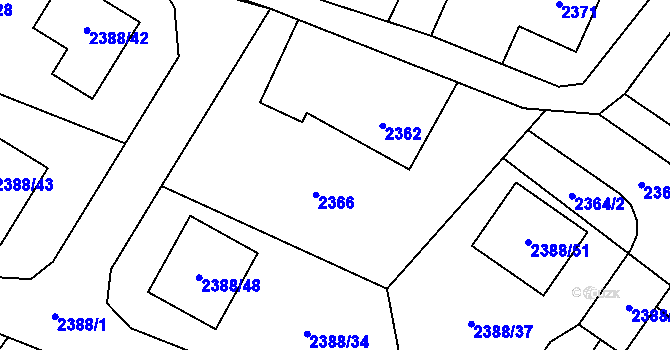 Parcela st. 2363 v KÚ Bludovice, Katastrální mapa