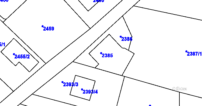 Parcela st. 2385 v KÚ Bludovice, Katastrální mapa