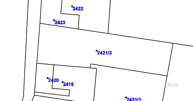 Parcela st. 2421/3 v KÚ Bludovice, Katastrální mapa