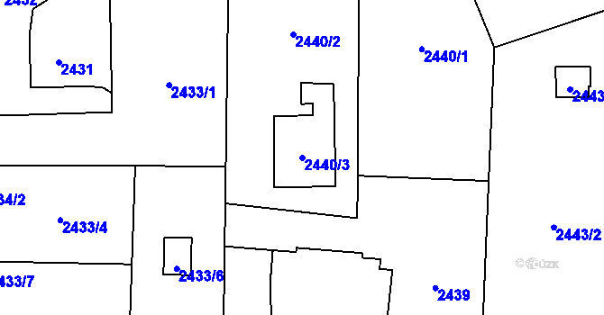 Parcela st. 2440/3 v KÚ Bludovice, Katastrální mapa