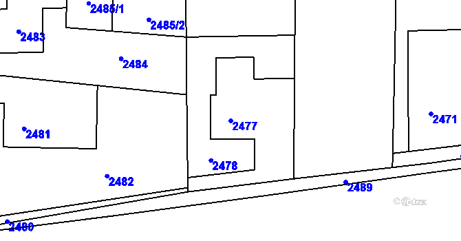 Parcela st. 2477 v KÚ Bludovice, Katastrální mapa