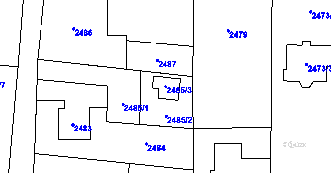 Parcela st. 2485/3 v KÚ Bludovice, Katastrální mapa