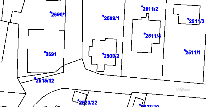 Parcela st. 2508/2 v KÚ Bludovice, Katastrální mapa