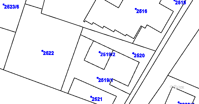 Parcela st. 2519/2 v KÚ Bludovice, Katastrální mapa