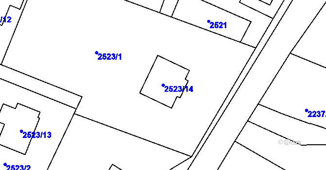Parcela st. 2523/14 v KÚ Bludovice, Katastrální mapa