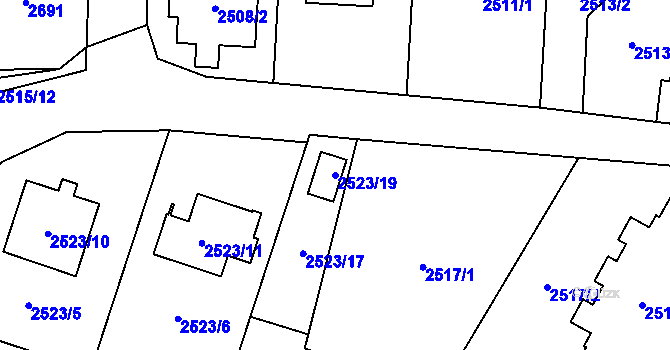 Parcela st. 2523/19 v KÚ Bludovice, Katastrální mapa