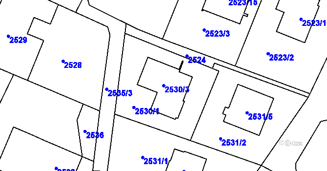 Parcela st. 2530/3 v KÚ Bludovice, Katastrální mapa