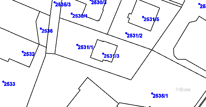 Parcela st. 2531/3 v KÚ Bludovice, Katastrální mapa