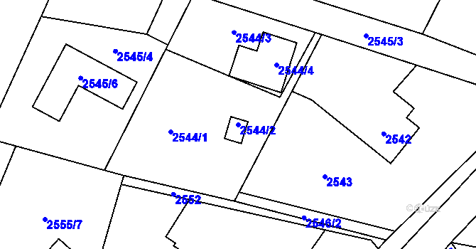 Parcela st. 2544/2 v KÚ Bludovice, Katastrální mapa