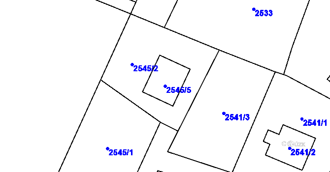 Parcela st. 2545/5 v KÚ Bludovice, Katastrální mapa