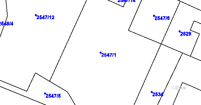 Parcela st. 2547/1 v KÚ Bludovice, Katastrální mapa