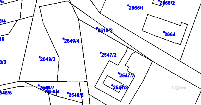 Parcela st. 2547/2 v KÚ Bludovice, Katastrální mapa