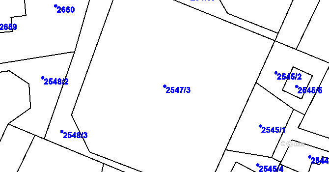 Parcela st. 2547/3 v KÚ Bludovice, Katastrální mapa