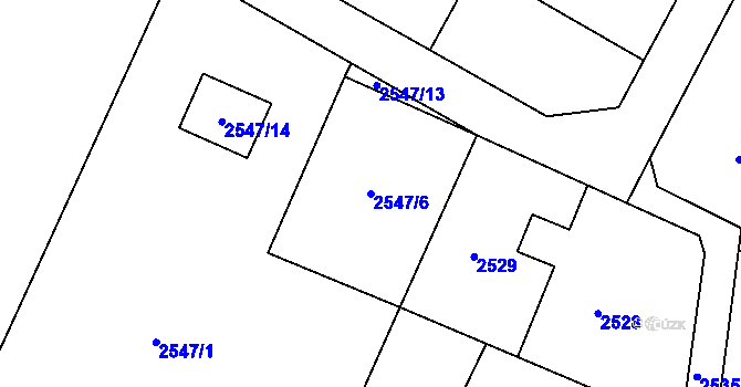 Parcela st. 2547/6 v KÚ Bludovice, Katastrální mapa