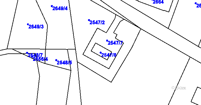 Parcela st. 2547/8 v KÚ Bludovice, Katastrální mapa