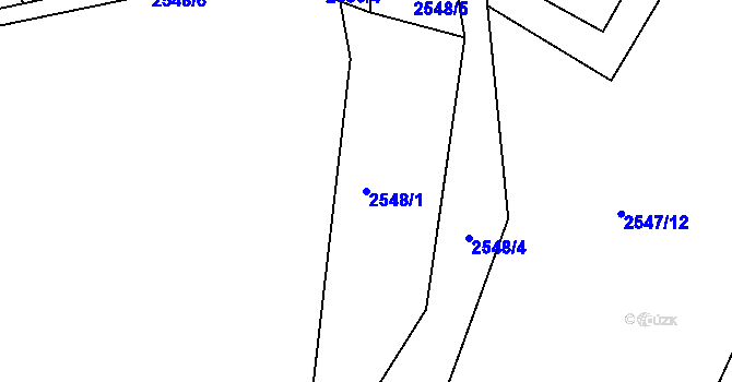 Parcela st. 2548/1 v KÚ Bludovice, Katastrální mapa