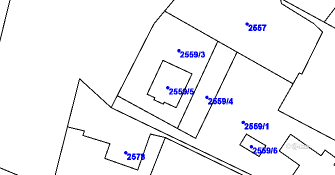 Parcela st. 2559/5 v KÚ Bludovice, Katastrální mapa
