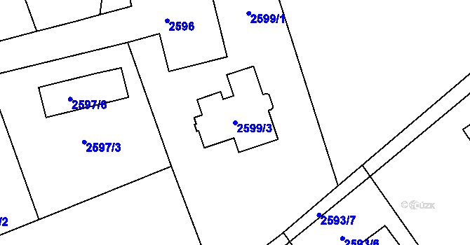 Parcela st. 2599/3 v KÚ Bludovice, Katastrální mapa