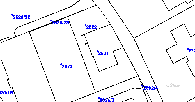 Parcela st. 2621 v KÚ Bludovice, Katastrální mapa