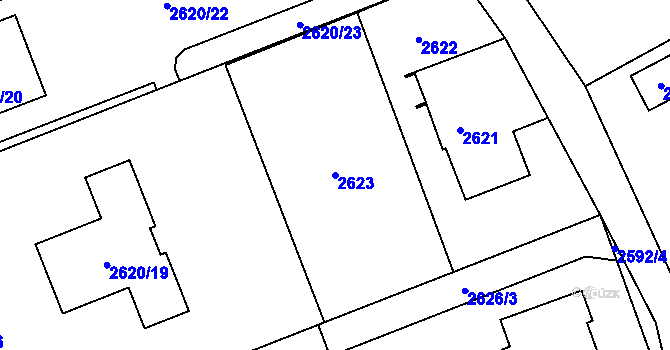 Parcela st. 2623 v KÚ Bludovice, Katastrální mapa