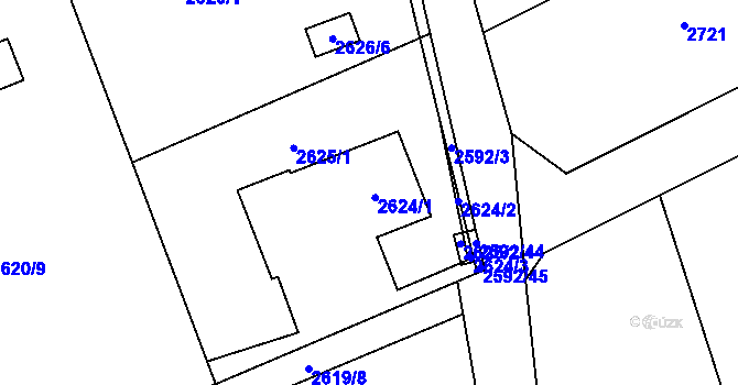 Parcela st. 2624 v KÚ Bludovice, Katastrální mapa