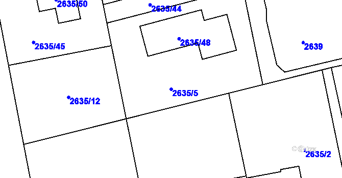 Parcela st. 2635/5 v KÚ Bludovice, Katastrální mapa