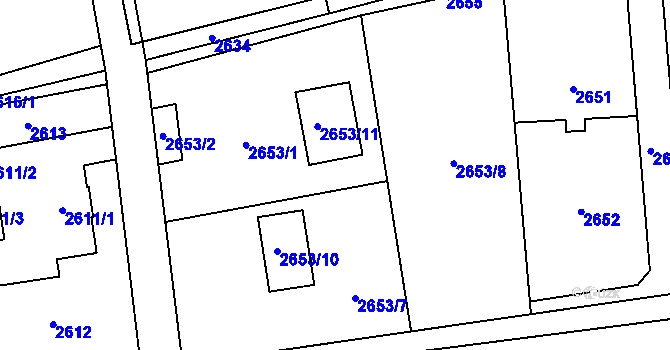 Parcela st. 2653 v KÚ Bludovice, Katastrální mapa
