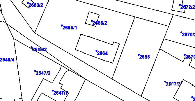 Parcela st. 2664 v KÚ Bludovice, Katastrální mapa