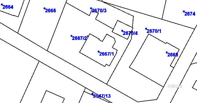 Parcela st. 2667/1 v KÚ Bludovice, Katastrální mapa