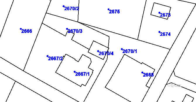 Parcela st. 2670/4 v KÚ Bludovice, Katastrální mapa