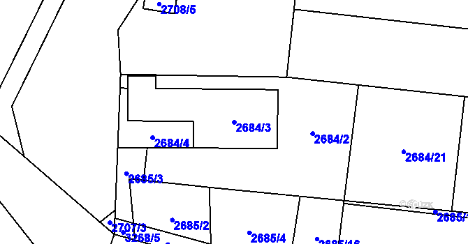 Parcela st. 2684/3 v KÚ Bludovice, Katastrální mapa