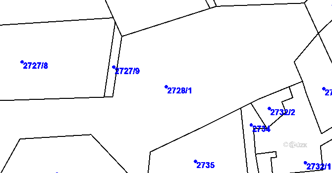 Parcela st. 2728/1 v KÚ Bludovice, Katastrální mapa