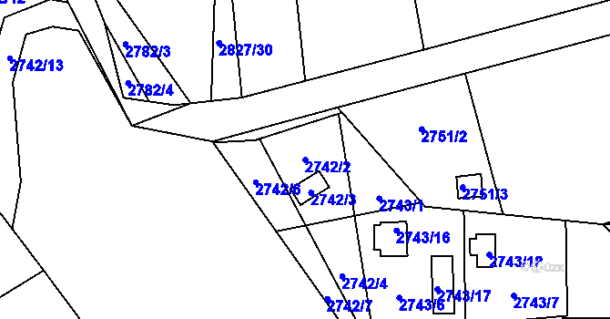 Parcela st. 2742/2 v KÚ Bludovice, Katastrální mapa