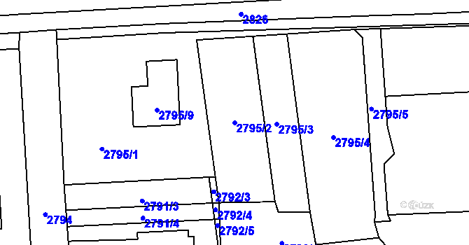 Parcela st. 2795/2 v KÚ Bludovice, Katastrální mapa