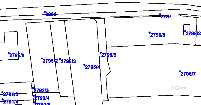 Parcela st. 2795/5 v KÚ Bludovice, Katastrální mapa